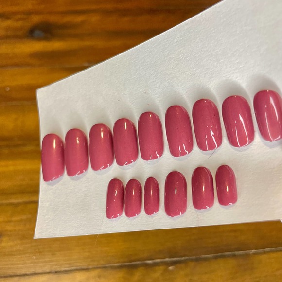 Shimmer Deep Mauve Polished & Glazed Nails | Press On Nails | V Day Mani - Picture 4 of 12